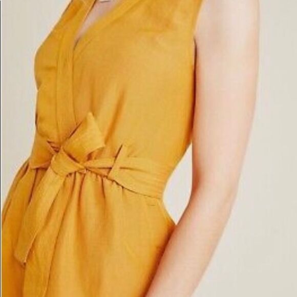 Anthropologie Luana Gold Mustard Tie Romper Size 2 NWOT. - Picture 4 of 9